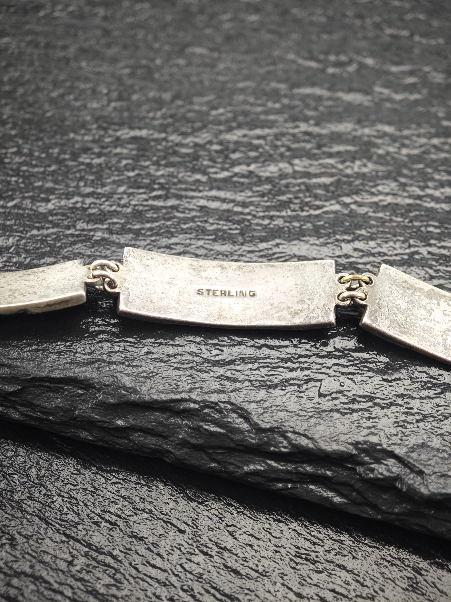 Antique Art Deco Enamel Paste Bracelet Sterling Silver