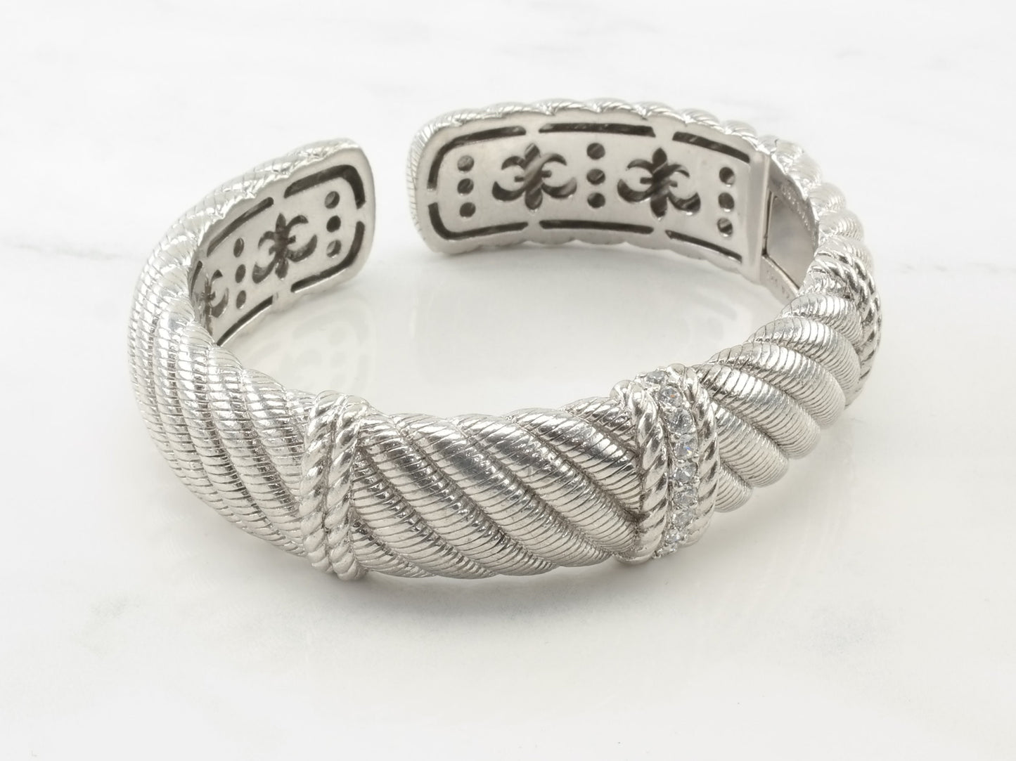 Judith Ripka Sterling Silver DQCZ Cuff Bracelet