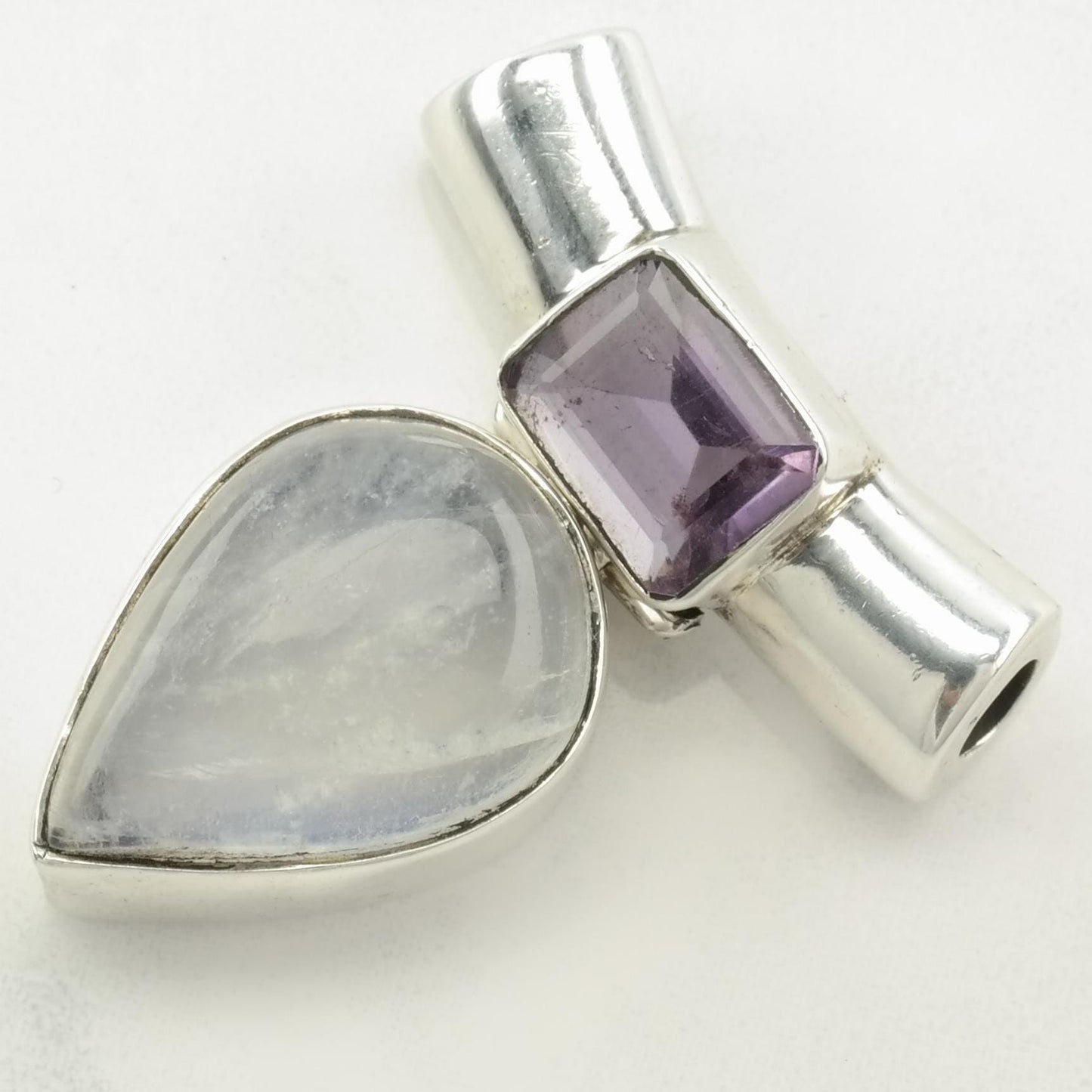 Vintage Moonstone, Amethyst Sterling Silver Pendant