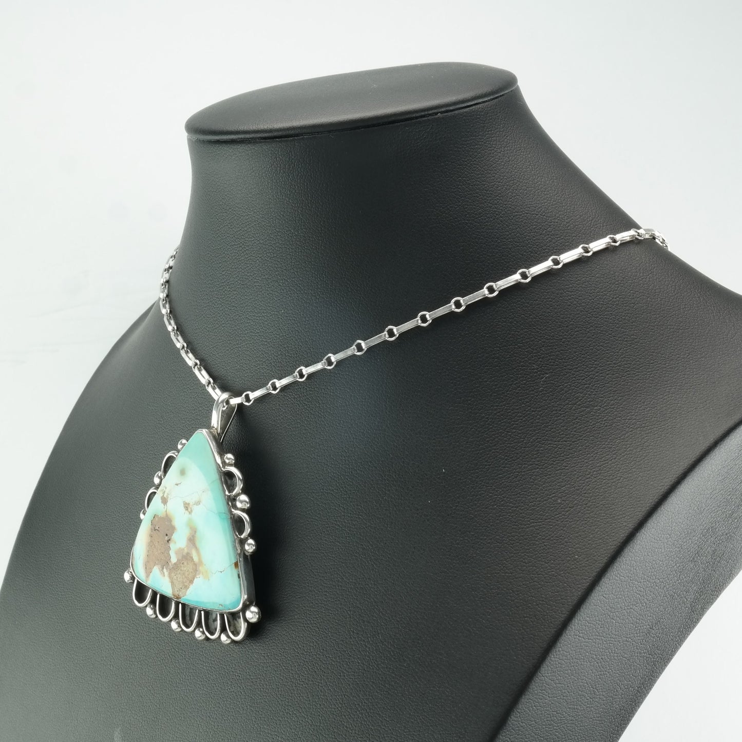Royston Turquoise Pendant Necklace Southwest Sterling Silver Triangle