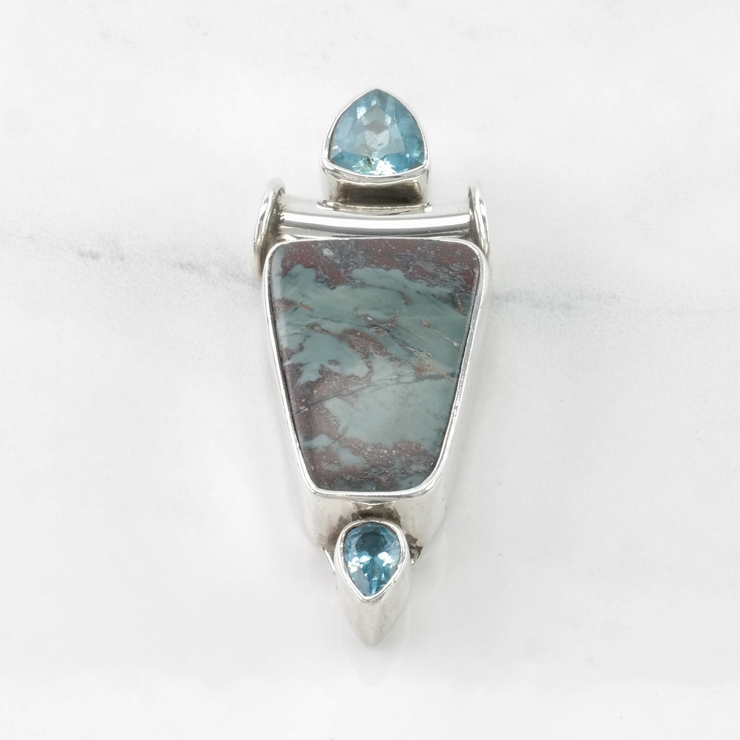 Vintage Charles Albert Blue Gemstone, Topaz Sterling Silver Pendant