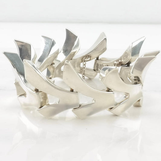 Vintage Antonio Pineda, Taxco Sterling Silver Link Bracelet Modernist Spike