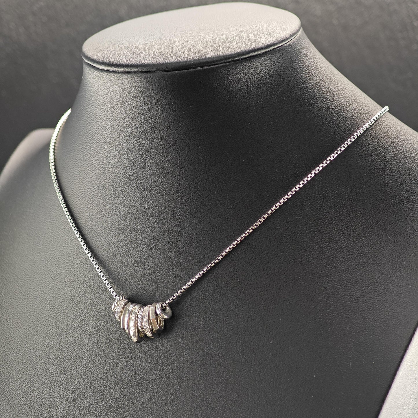 David Yurman Sterling Silver Diamond Stax Necklace Small