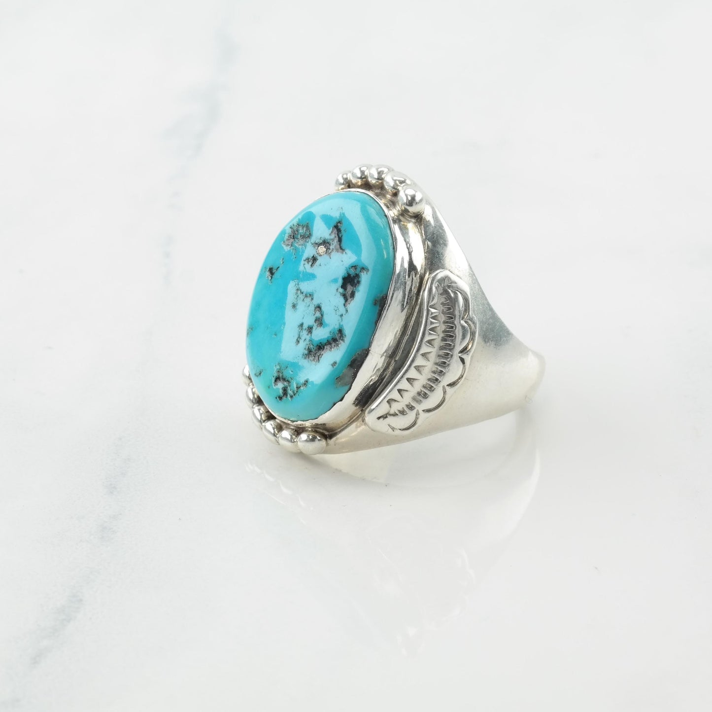 Native American Silver Ring Sleeping Beauty, Turquoise Large Sterling Blue Size 10 3/4