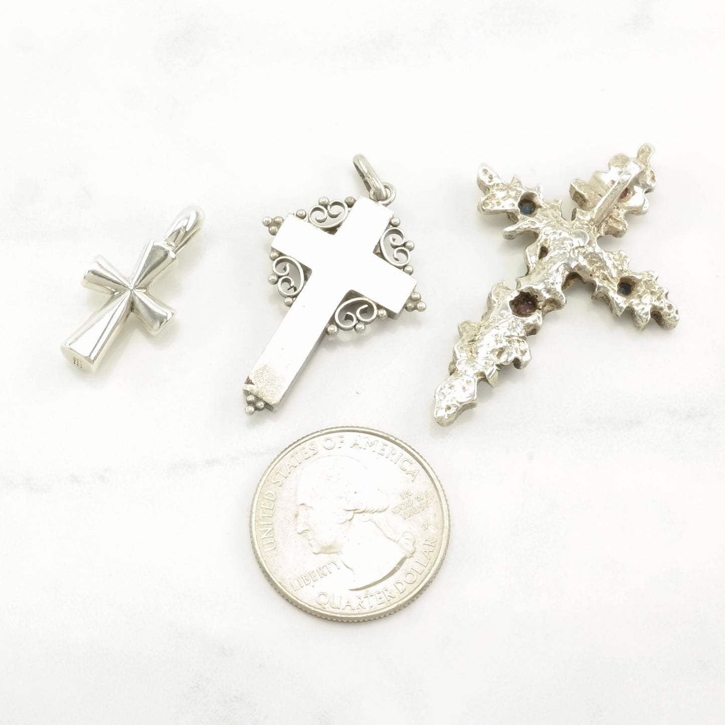 Vintage Choice of James Avery, Enamel, Gemstone Cross Sterling Silver Pendant