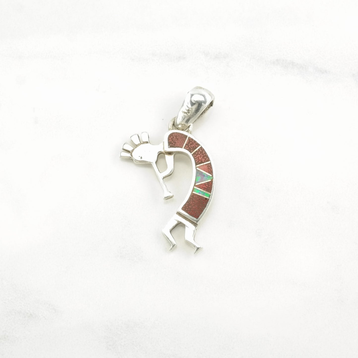 Choice of Vintage Turquoise, Opal, Onyx Kokopelli Sterling Silver Pendants