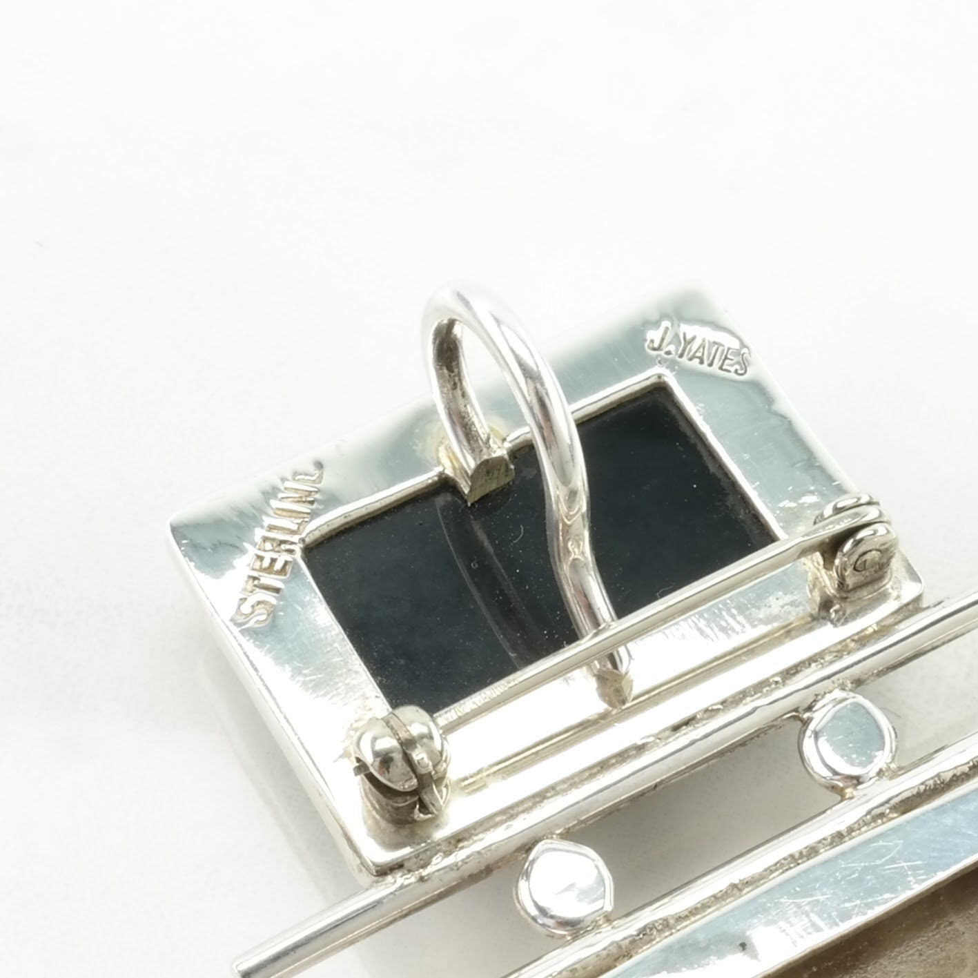 Vintage Native American Onyx, Citrine, Petoskey Sterling Silver Pendant