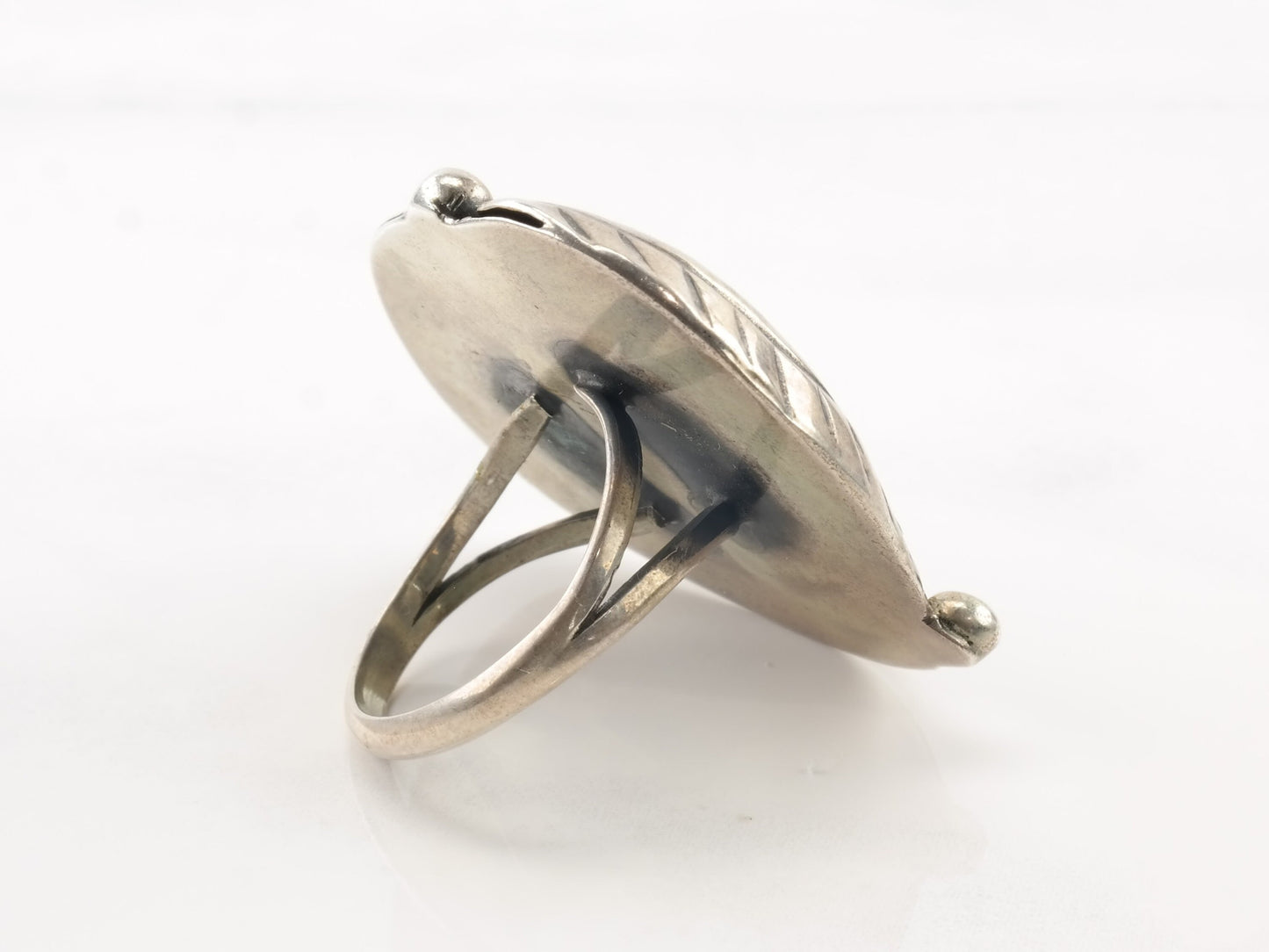 Sterling Silver Ring Spiderweb Turquoise Leaf Size 8