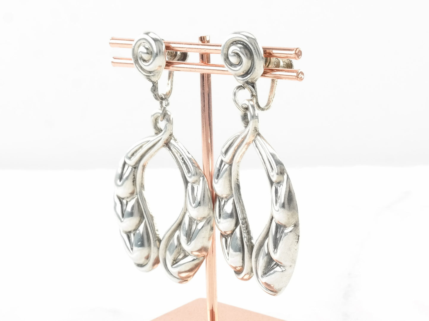 Sterling Silver Repousse Earrings Screw back/Dangle