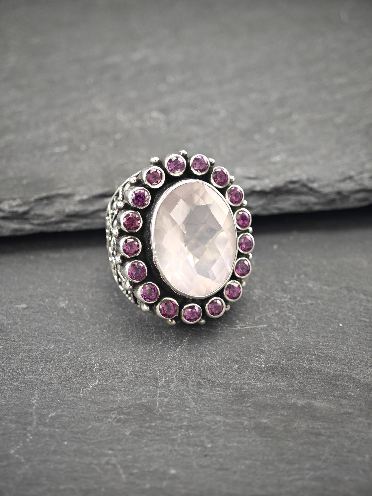 Vintage Nicky Butler Multi-stone Ring Sterling Silver Pink