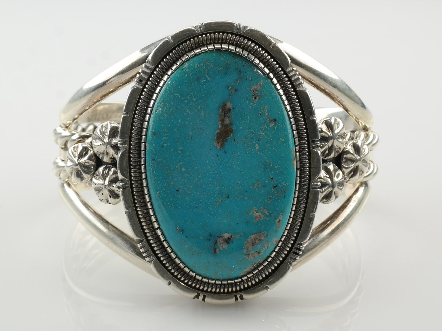 Navajo Billie Wydell Sterling Silver Cuff Bracelet Turquoise