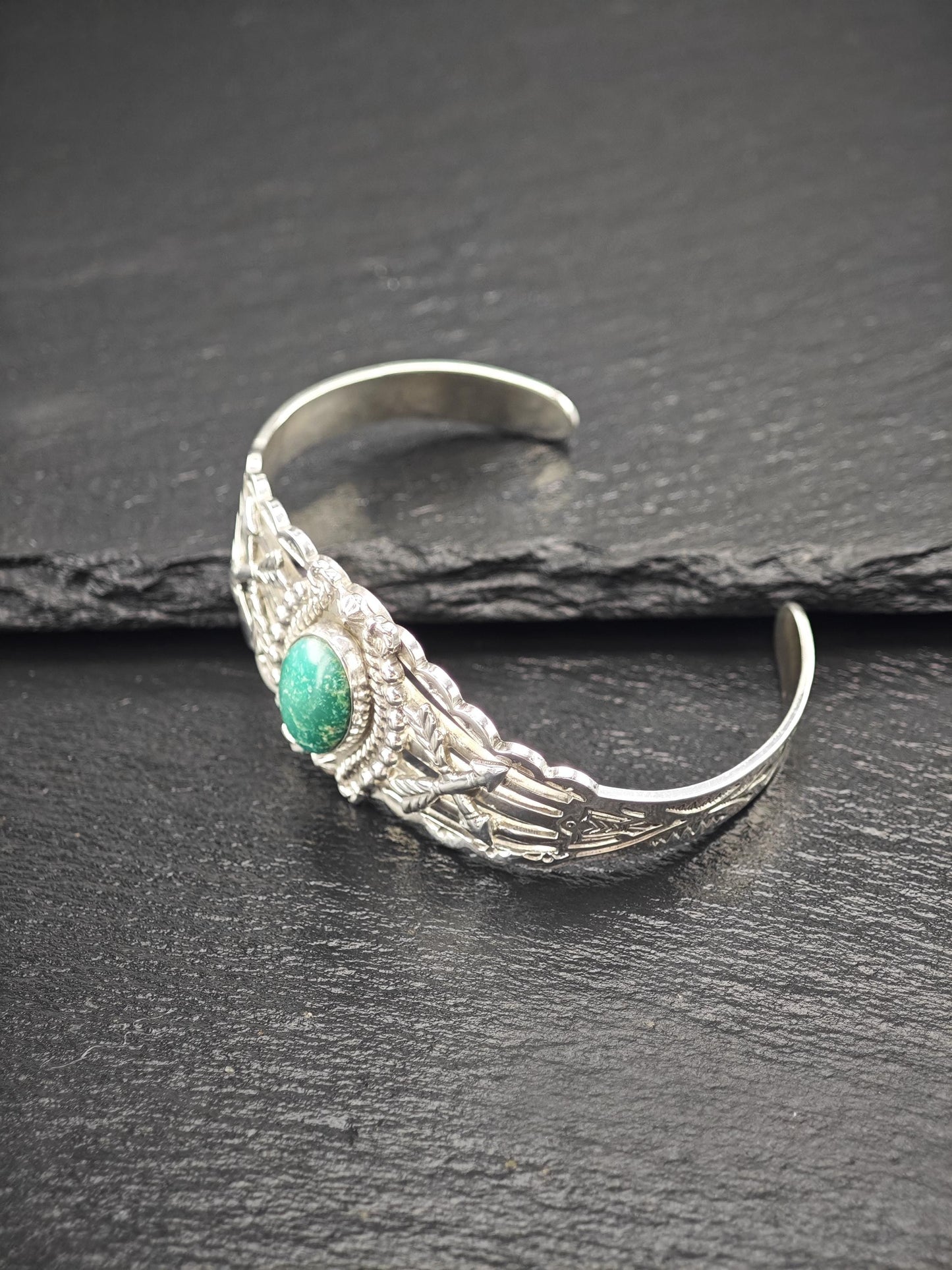 Fred Harvey Era, Native American, Turquoise Cuff Bracelet Sterling Silver