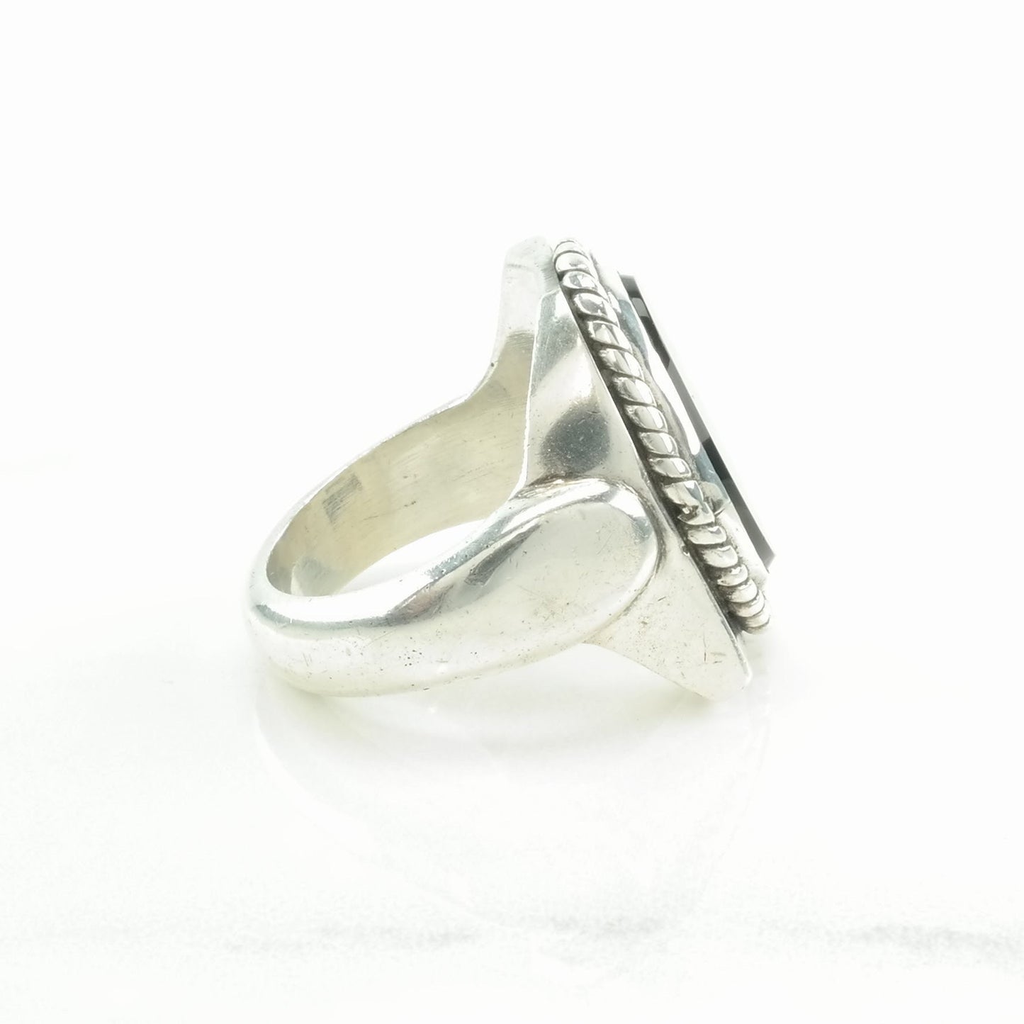 Vintage Andreas Beckmann Silver Ring Onyx Large Sterling Black Size 10