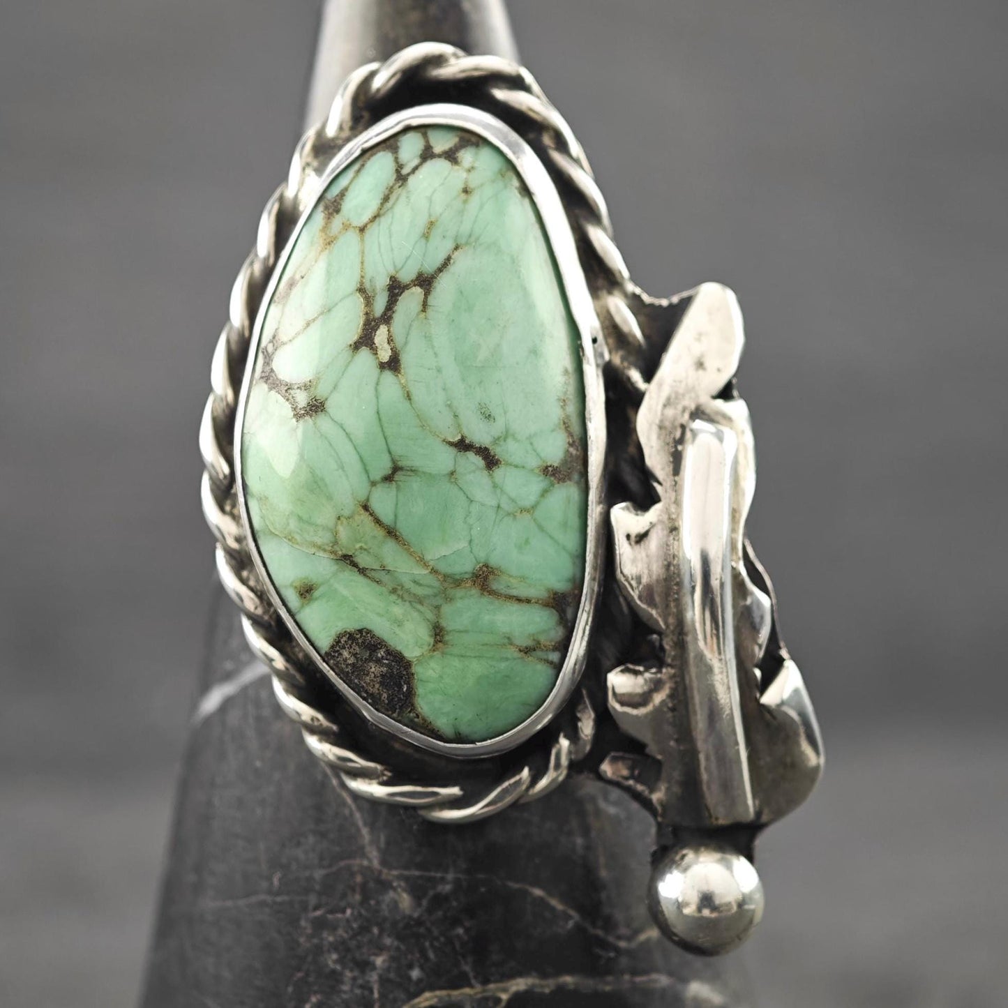 Southwest Green Turquoise Ring Sterling Silver