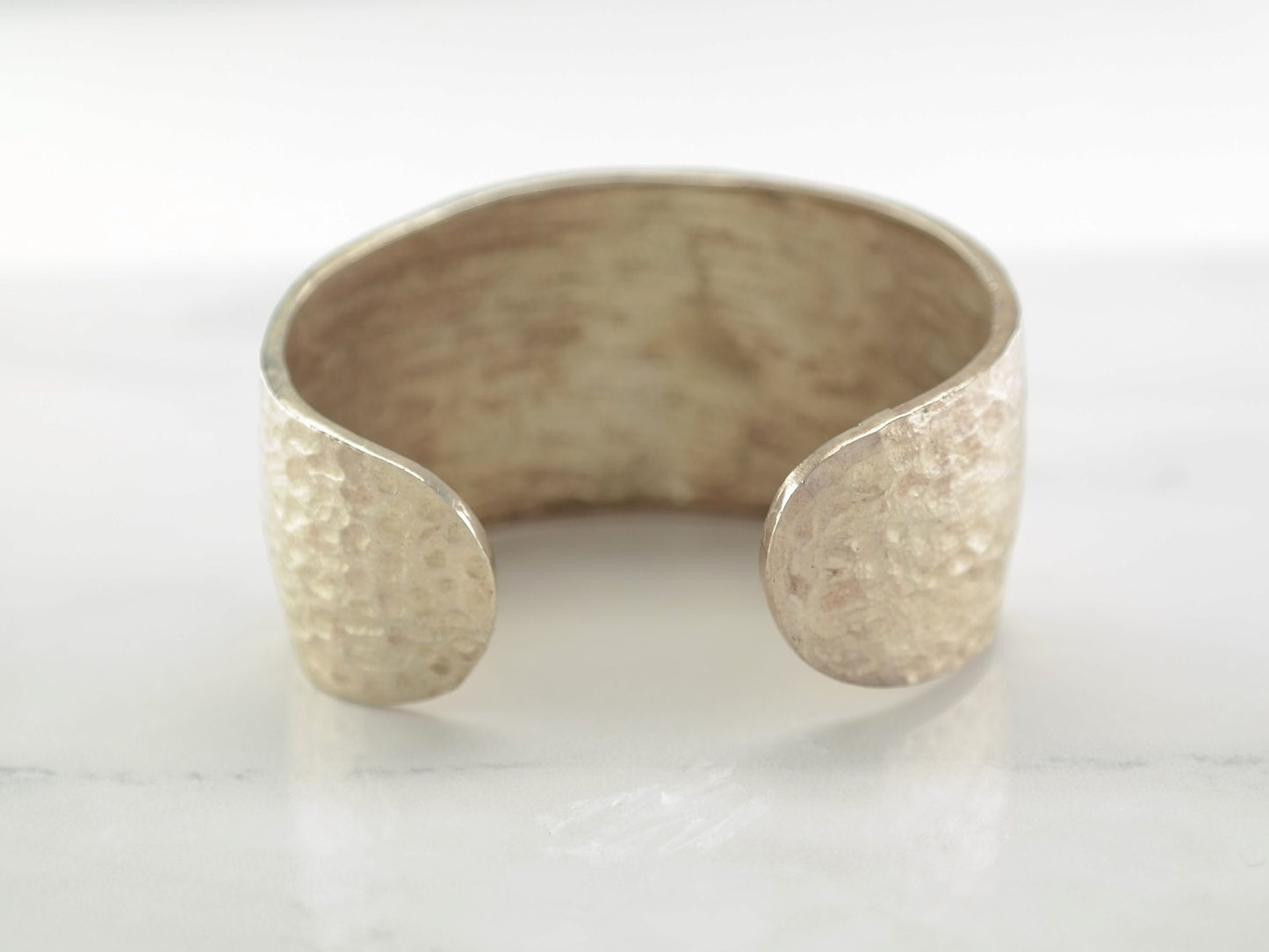 Vintage Hammered Sterling Silver Cuff with Citrine and Chalcedony