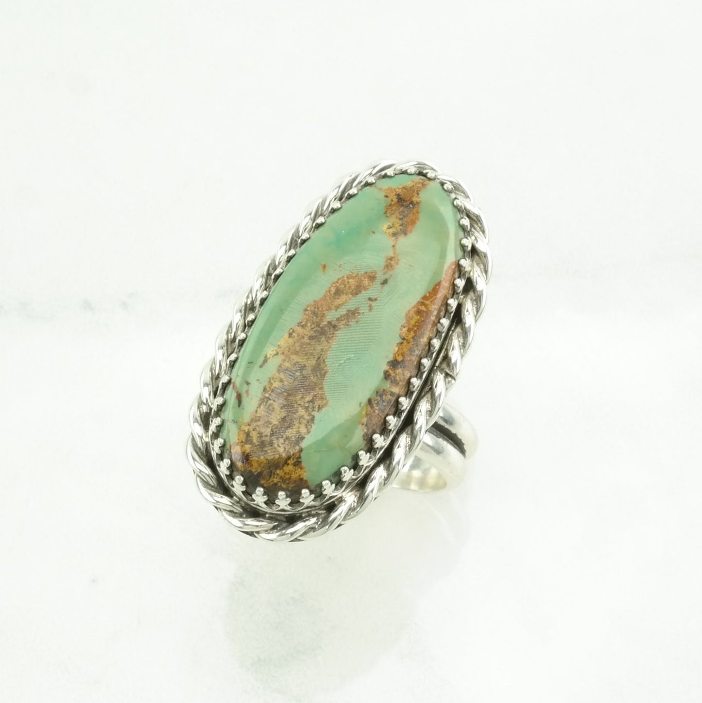 Vintage Southwest Silver Ring Turquoise Large Sterling Green Size 9