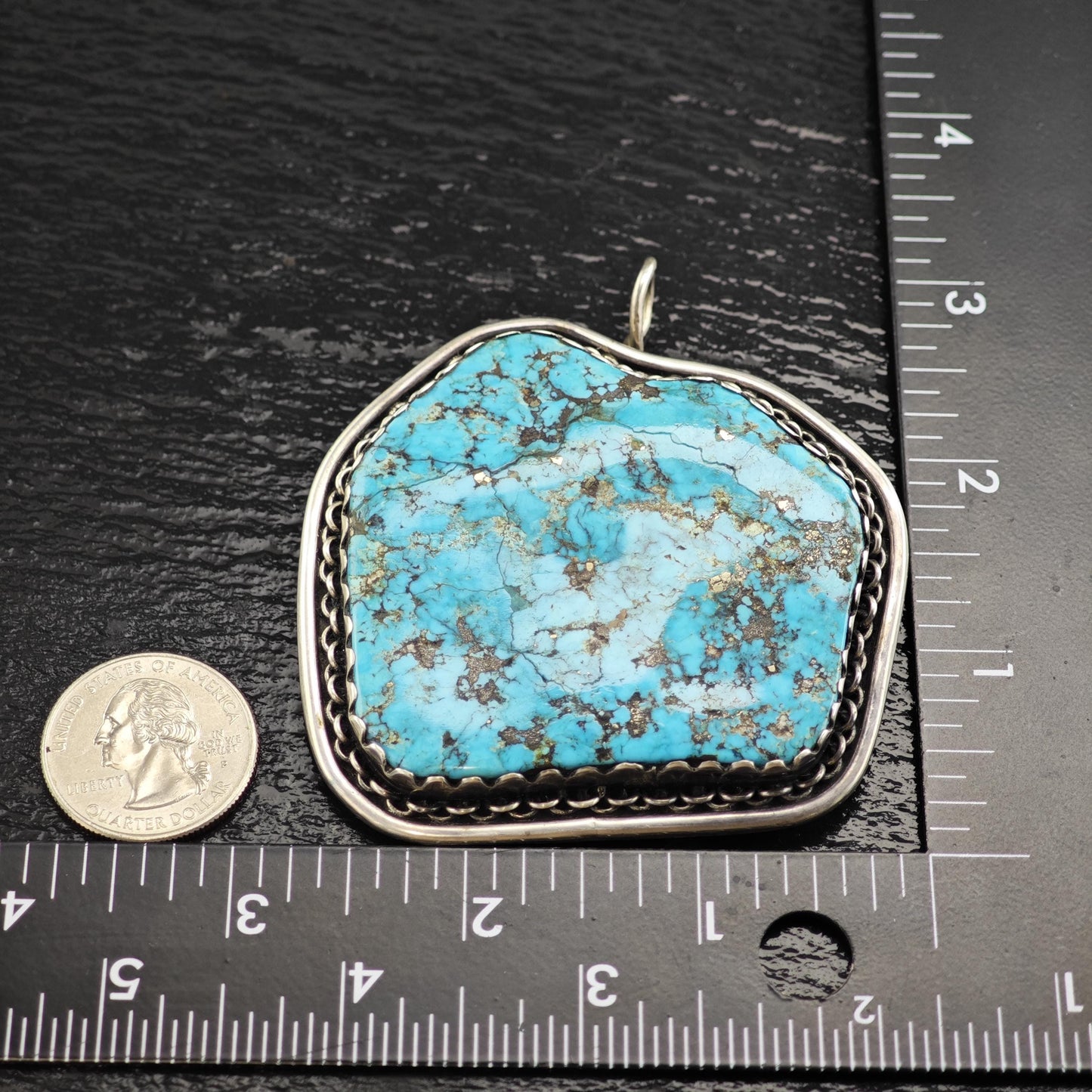 AS IS Large Turquoise Pendant, Sterling Silver