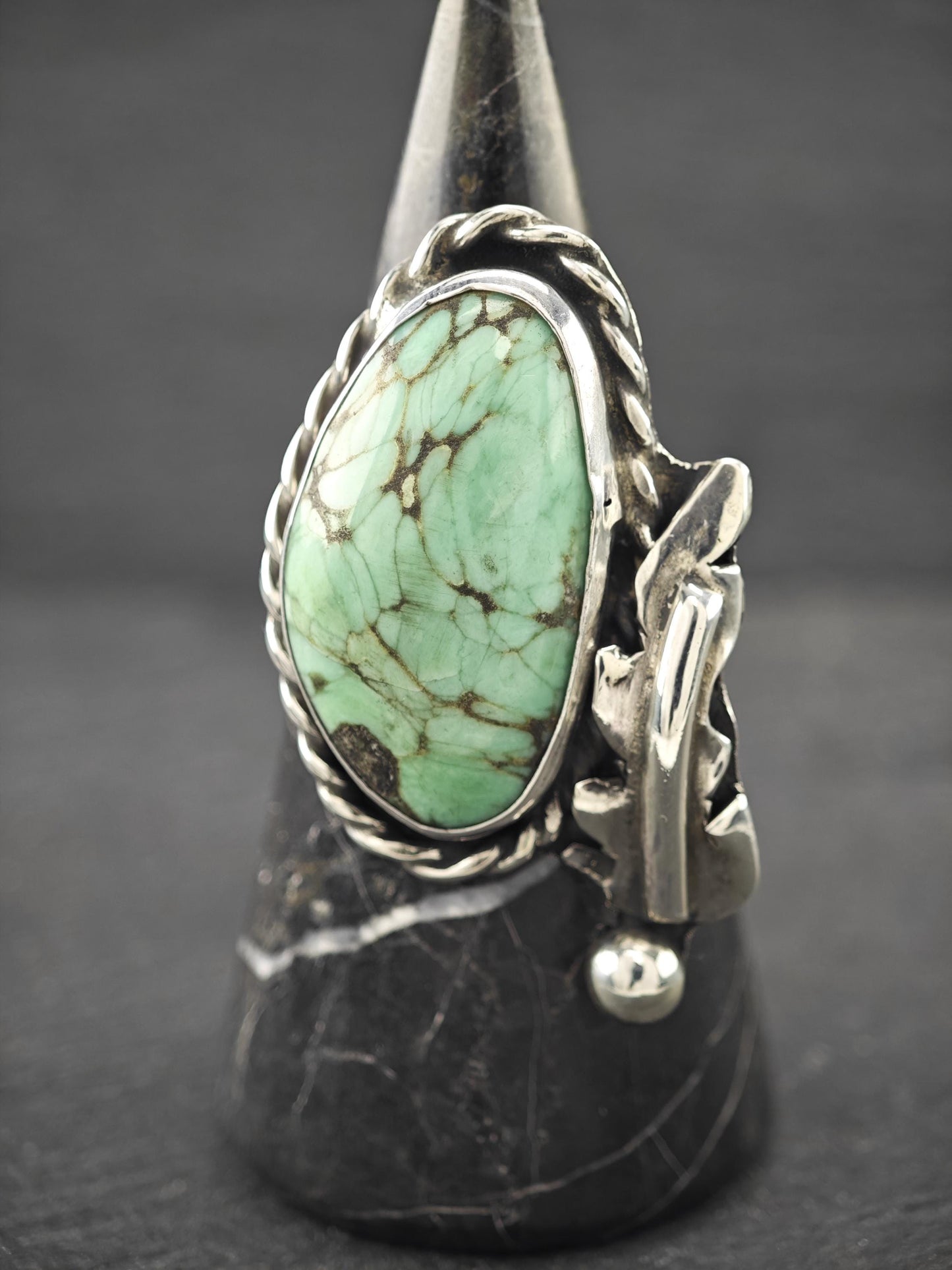 Southwest Green Turquoise Ring Sterling Silver