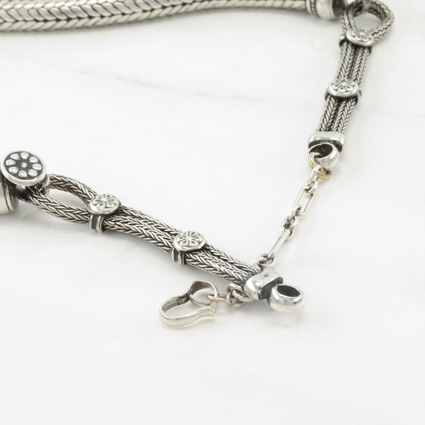 Vintage Rajasthan Floral Sterling Silver 8mm Necklace