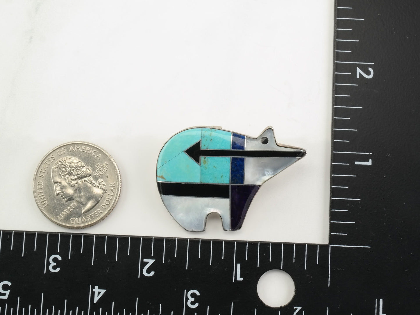 Vintage Bear Gemstone Inlay Sterling Silver Pendant Carolyn Pollack