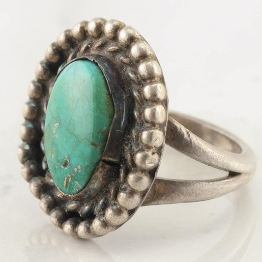 Vintage Native American Silver Ring Turquoise Sterling Size 6 1/4