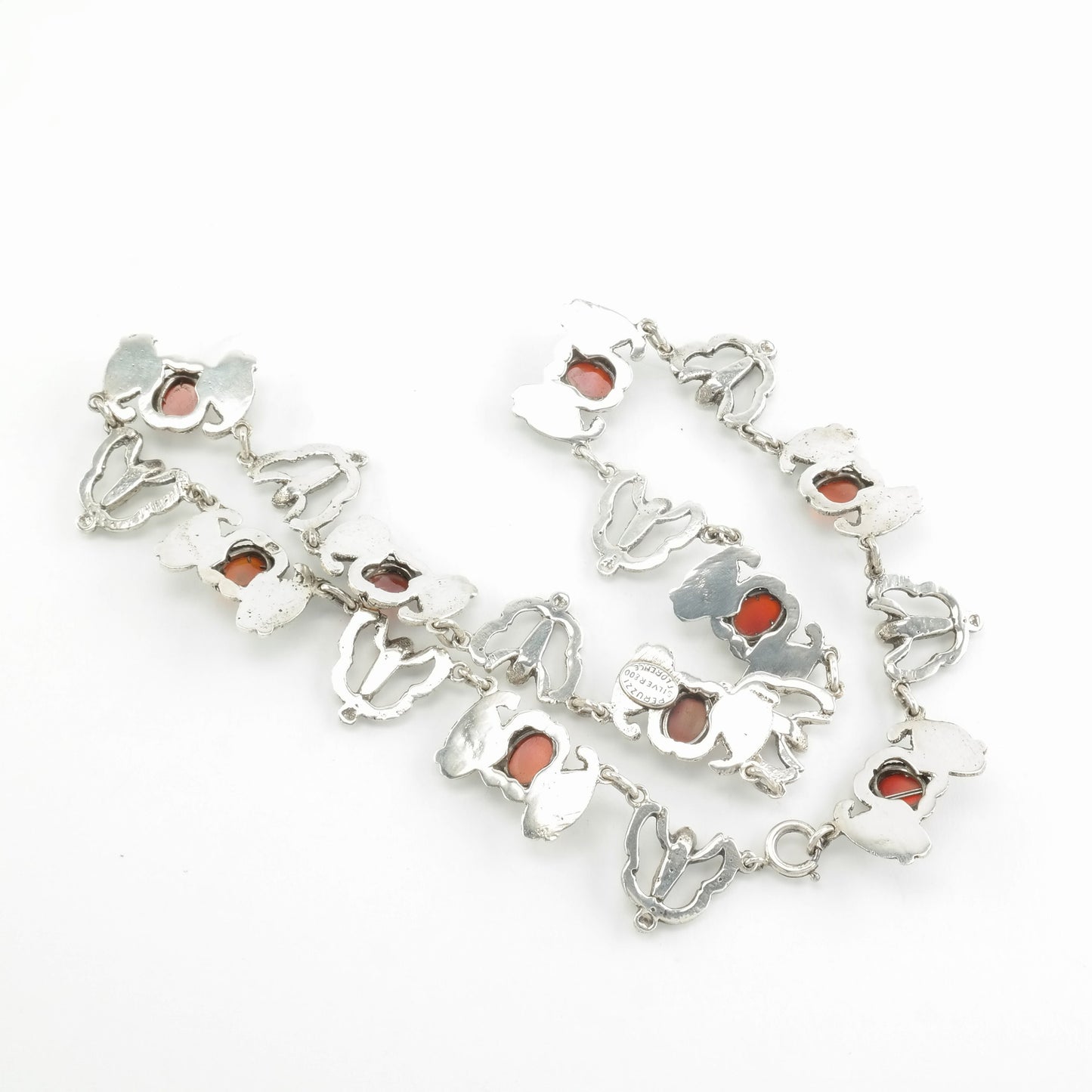 Peruzzi Angel Necklace Sterling Silver Orange/Red Carnelian