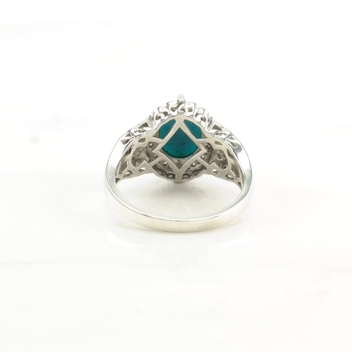 Vintage Sterling Silver Ring Turquoise Diamond Blue Size 7