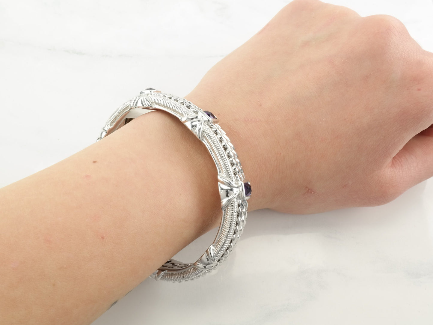 Judith Ripka Sterling Silver Cuff Bracelet Purple Amethyst