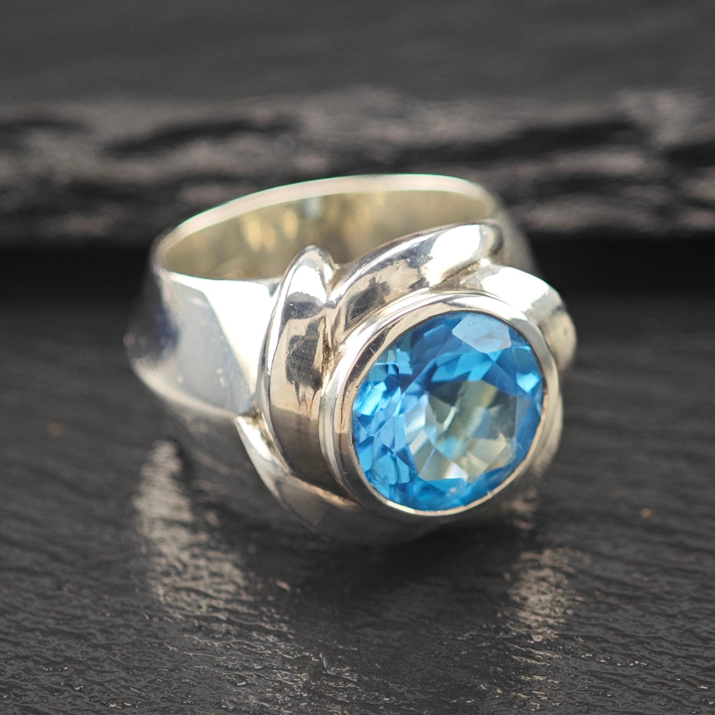 Indonesia Floral Topaz Ring Sterling Silver