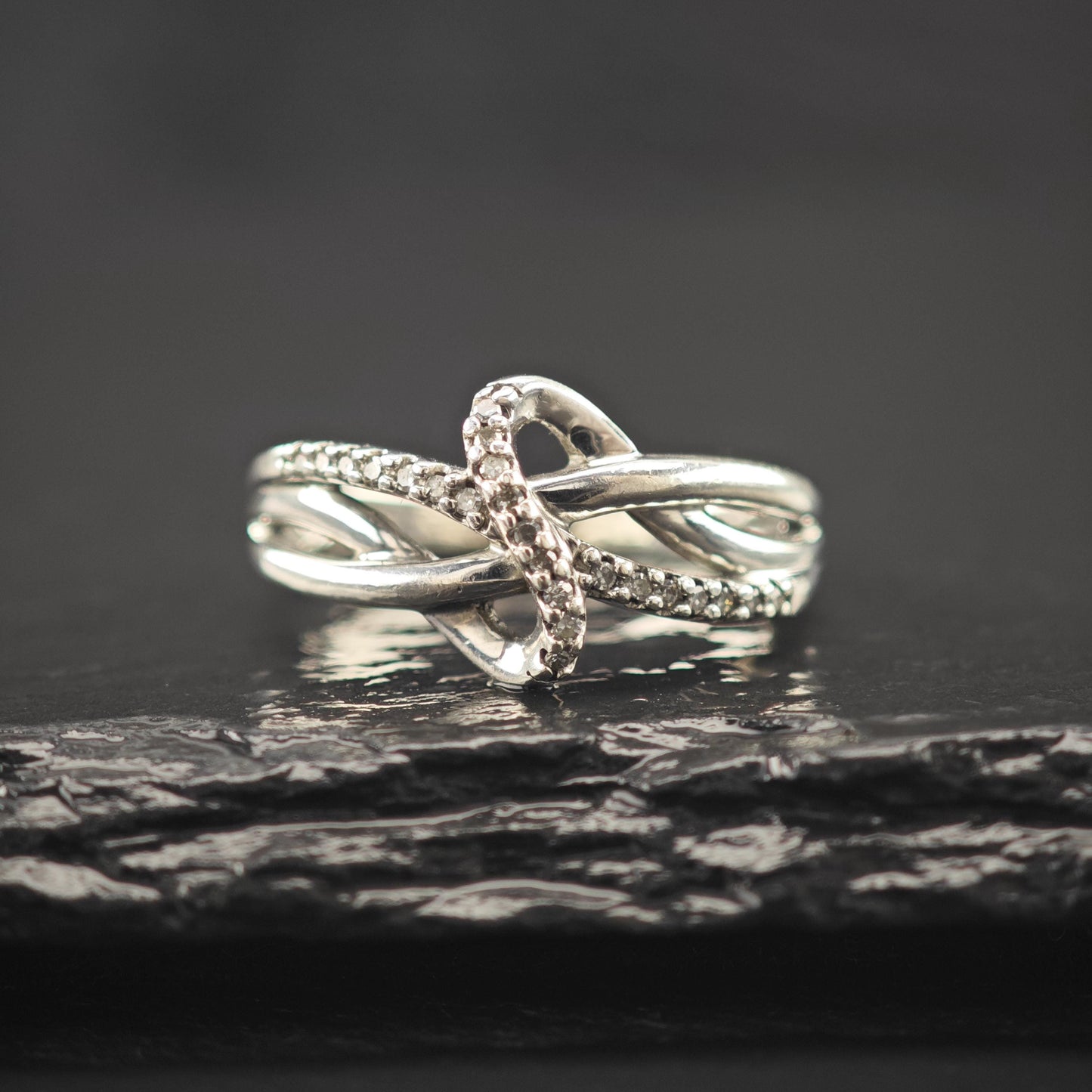 Infinity Diamond Ring Sterling Silver