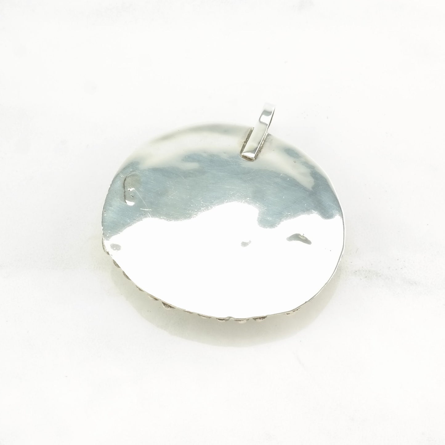 Vintage Native American Turquoise Rope Detail Sterling Silver Pendant