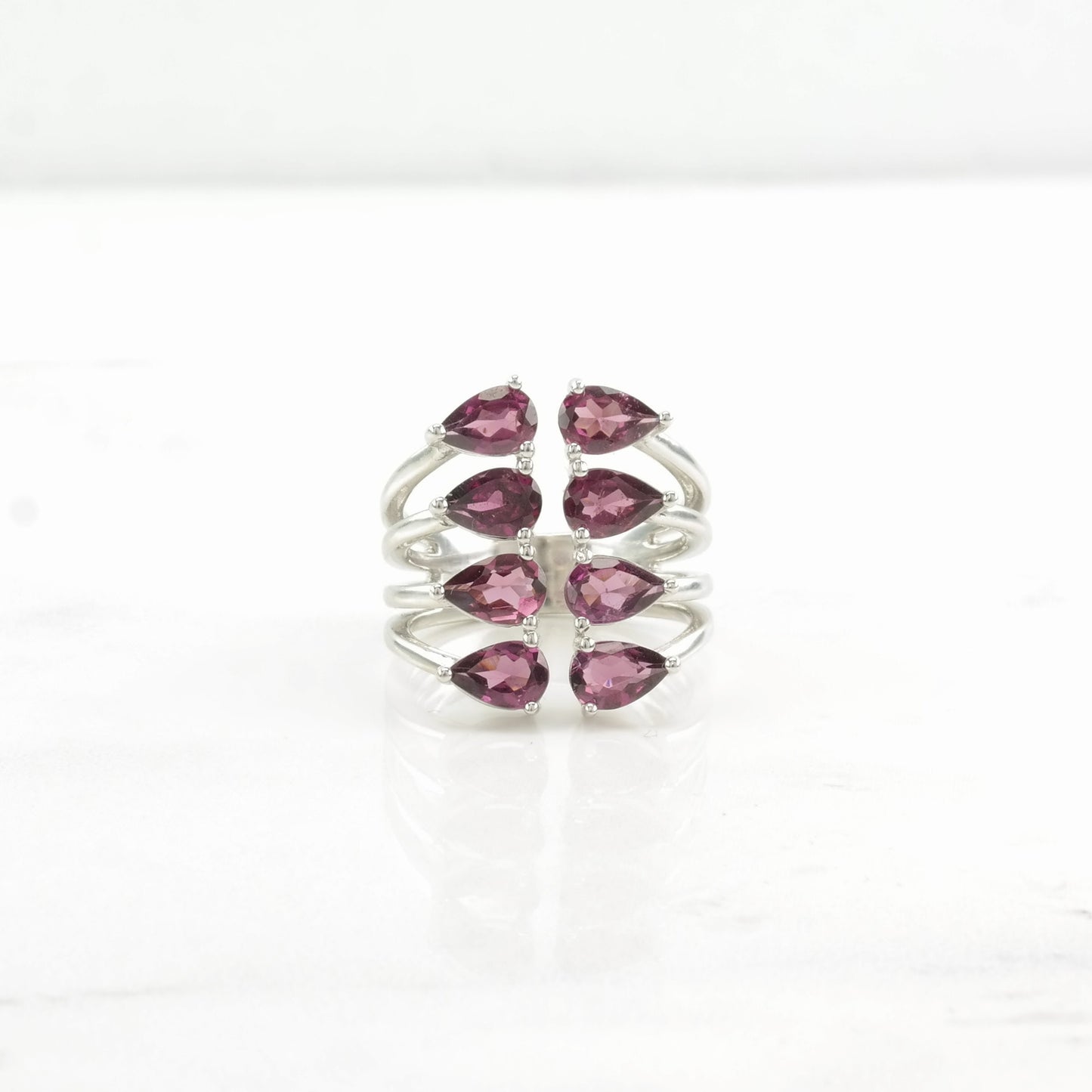 Vintage Sterling Silver Ring Garnet Purple Size 6 1/4