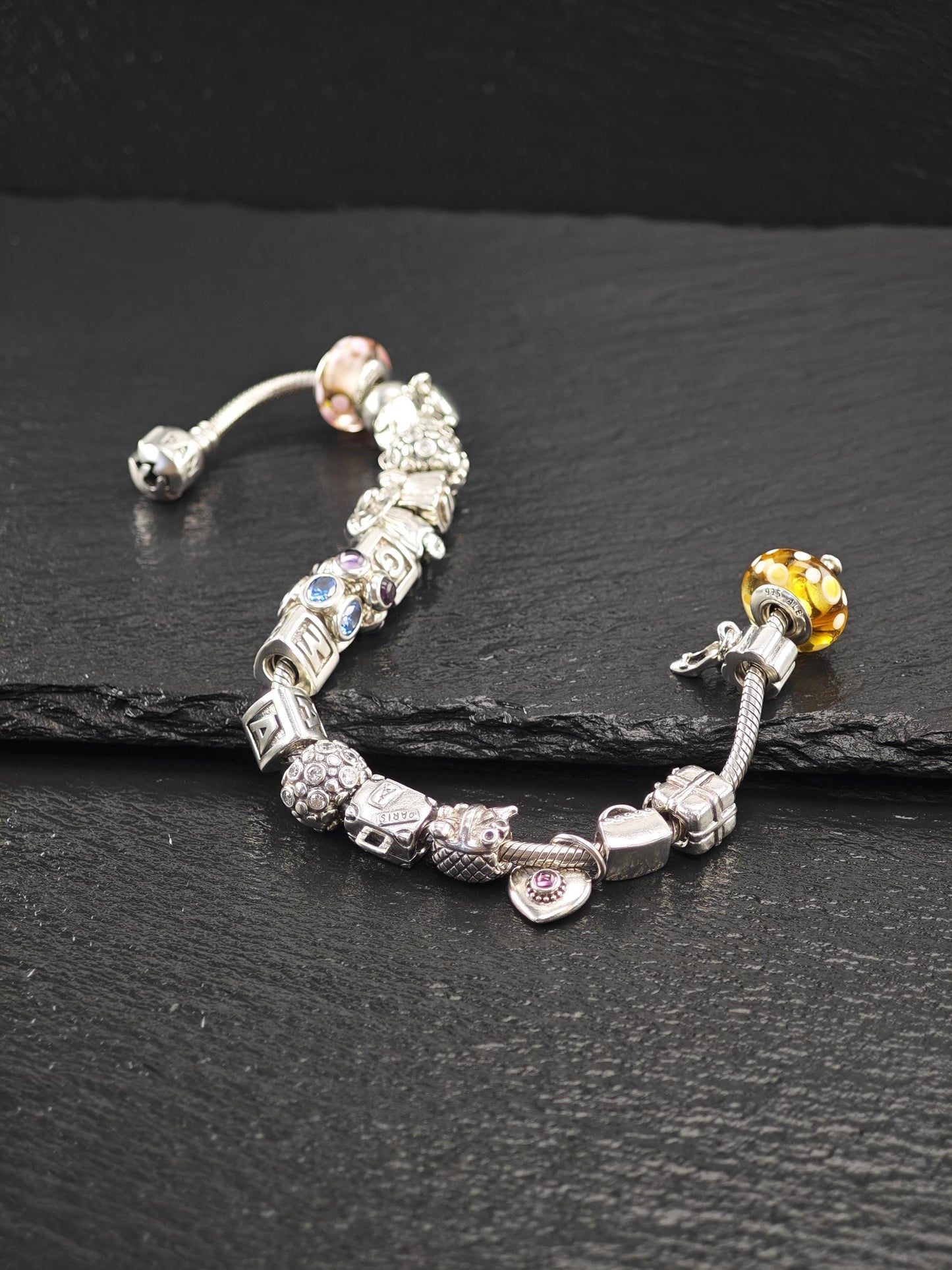Vintage 19 Pandora Charm Bracelet Sterling Silver