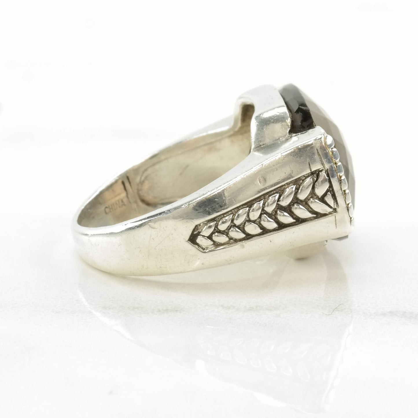 Vintage Sterling Silver Ring Smoky Quartz Size 7 1/2