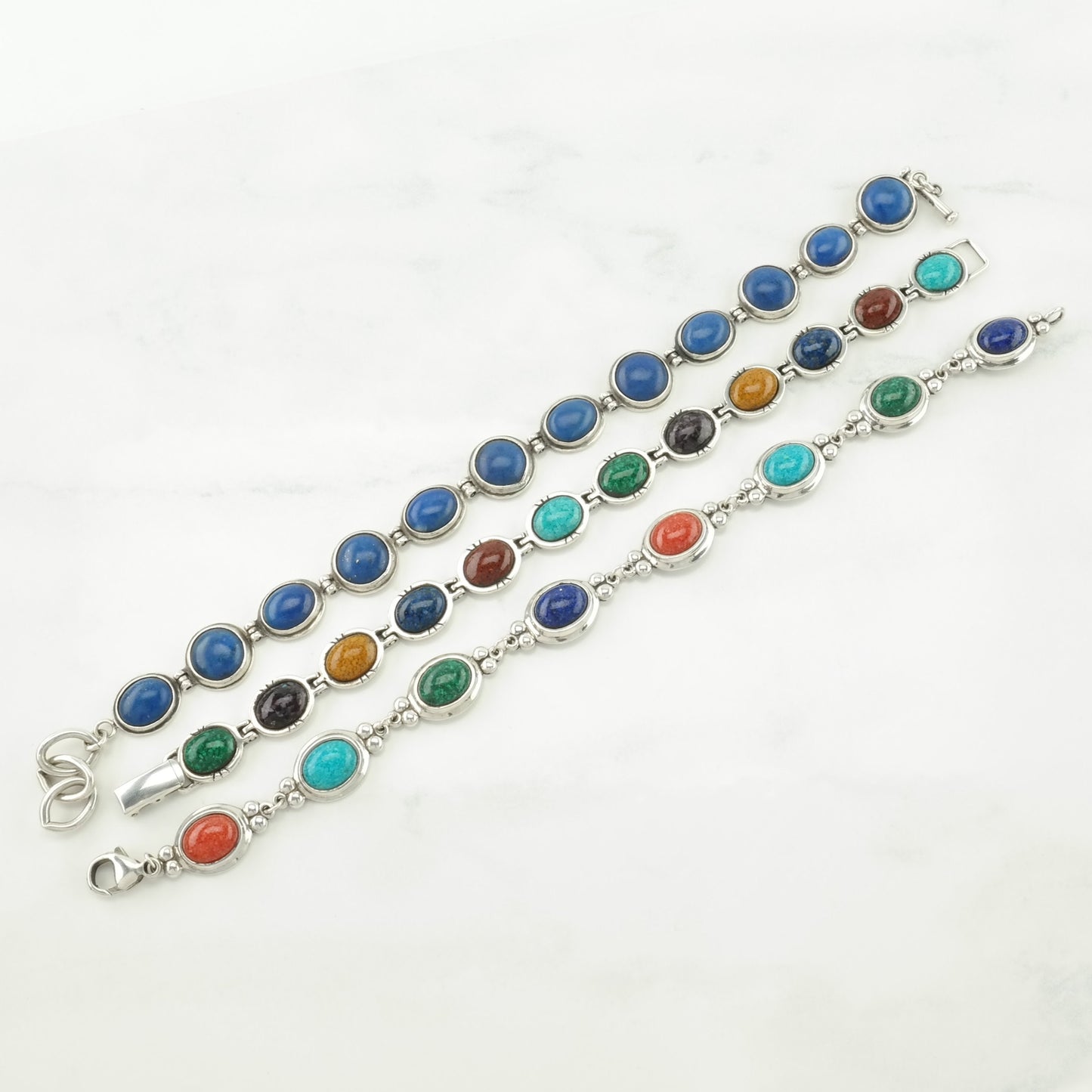 Choice of Carolyn Pollack Sterling Silver Link Bracelet Lapis Lazuli, Multi Stone