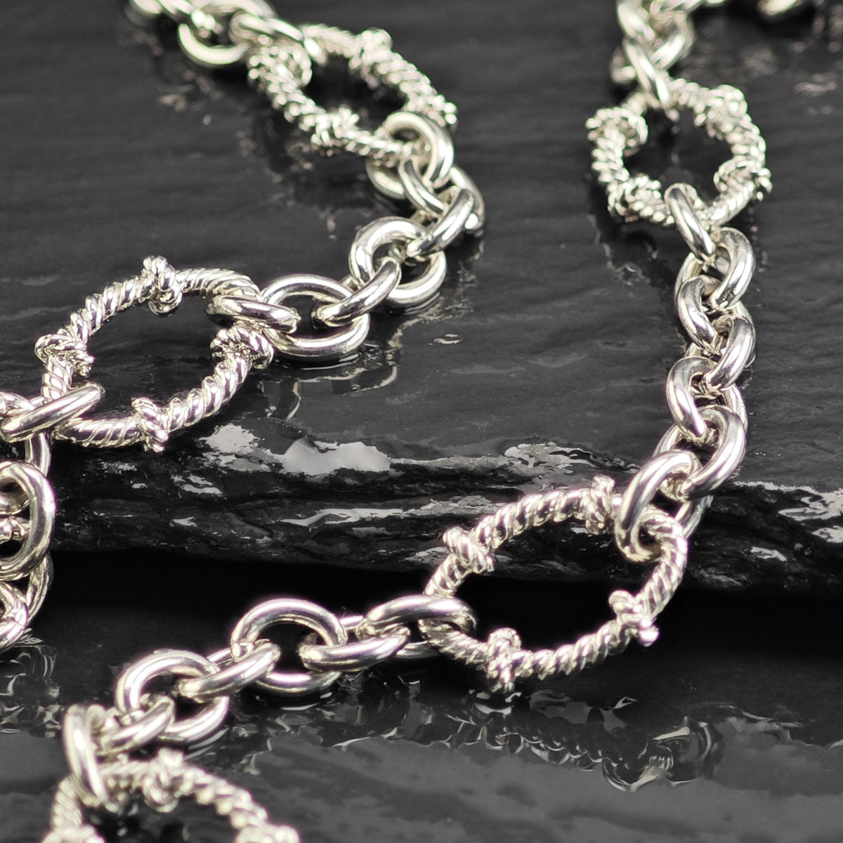 Vintage Judith Ripka CZ, Citrine Sterling Silver Link Chain Necklace N2803