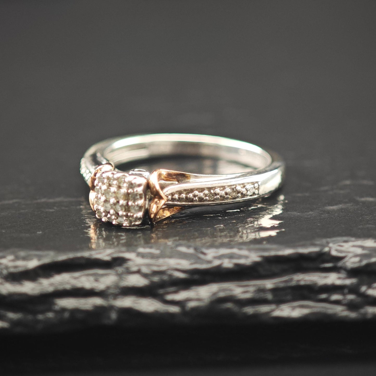 Diamond 10K Gold Accent Ring Sterling Silver