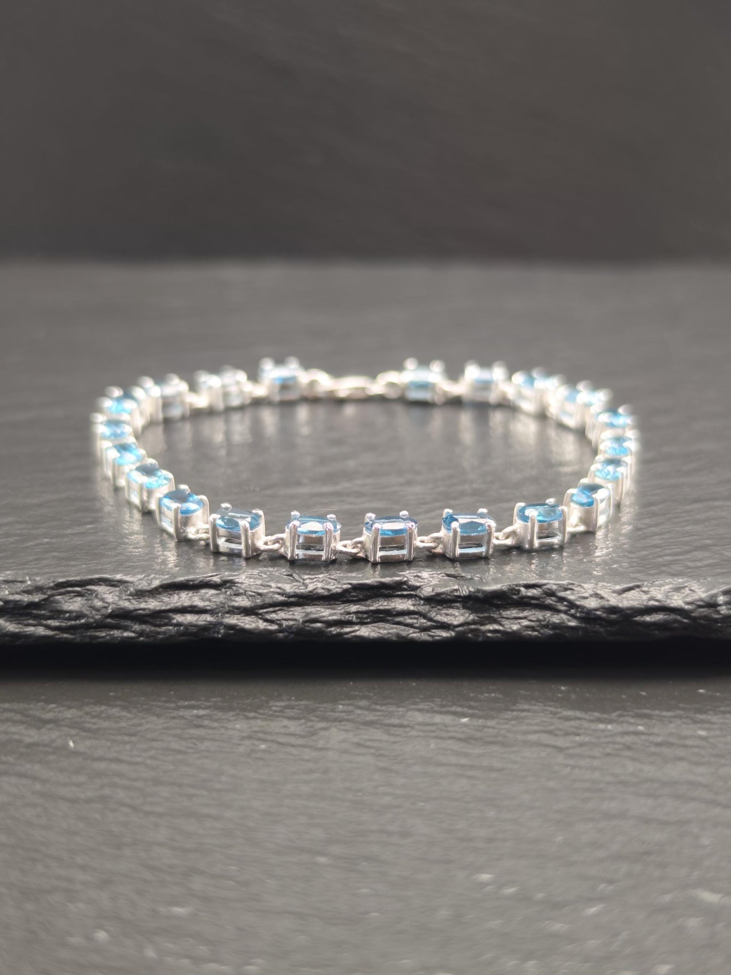 Vintage London Topaz Line Bracelet Sterling Silver