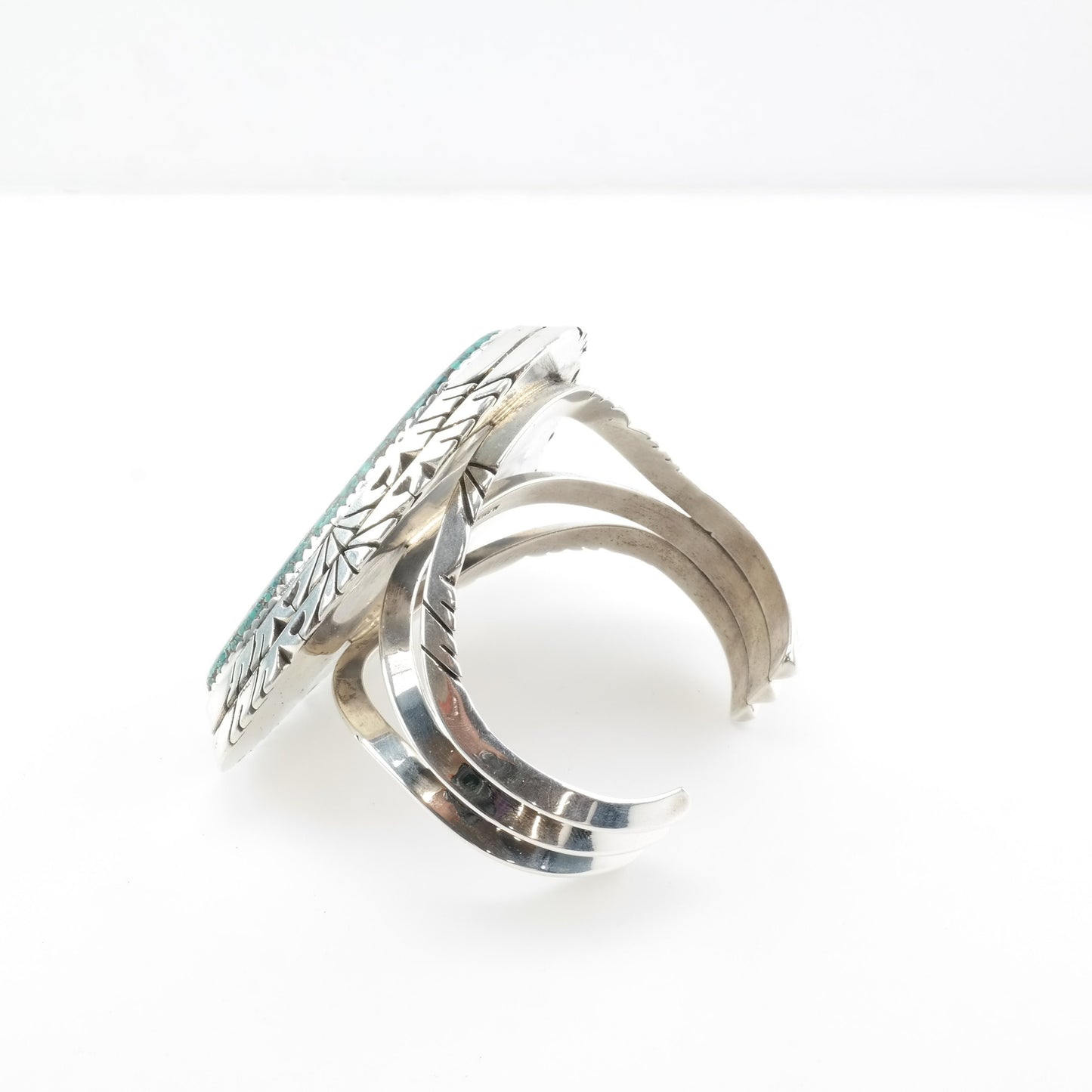 Spiderweb Turquoise Native American Sterling Silver Cuff Bracelet