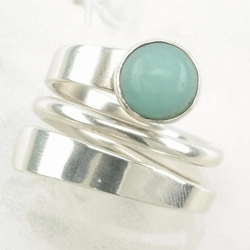 Vintage DDD Sterling Silver Ring Larimar, Modernist Blue Size 6 1/2