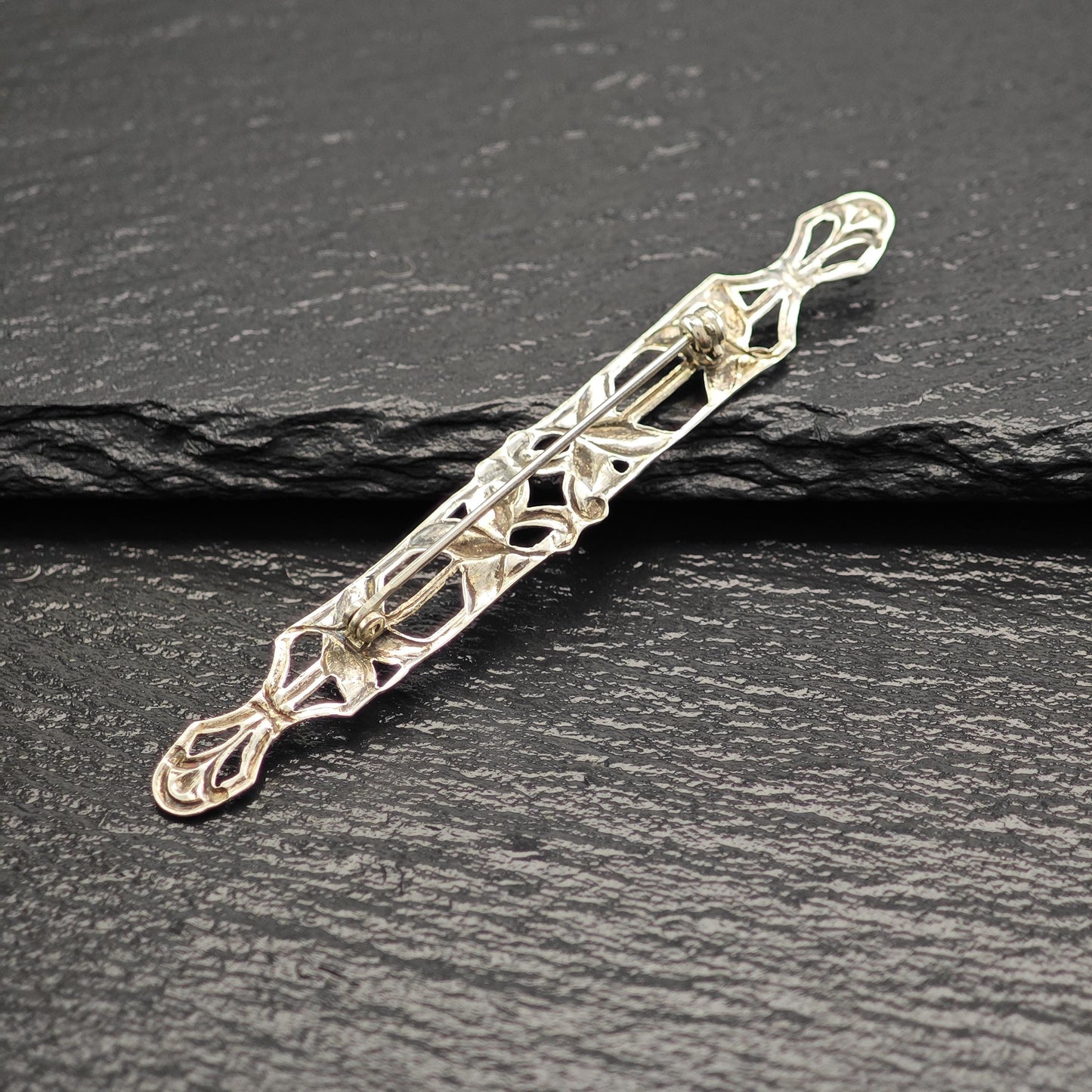 Vintage Art Nouveau, Floral Brooch Sterling Silver