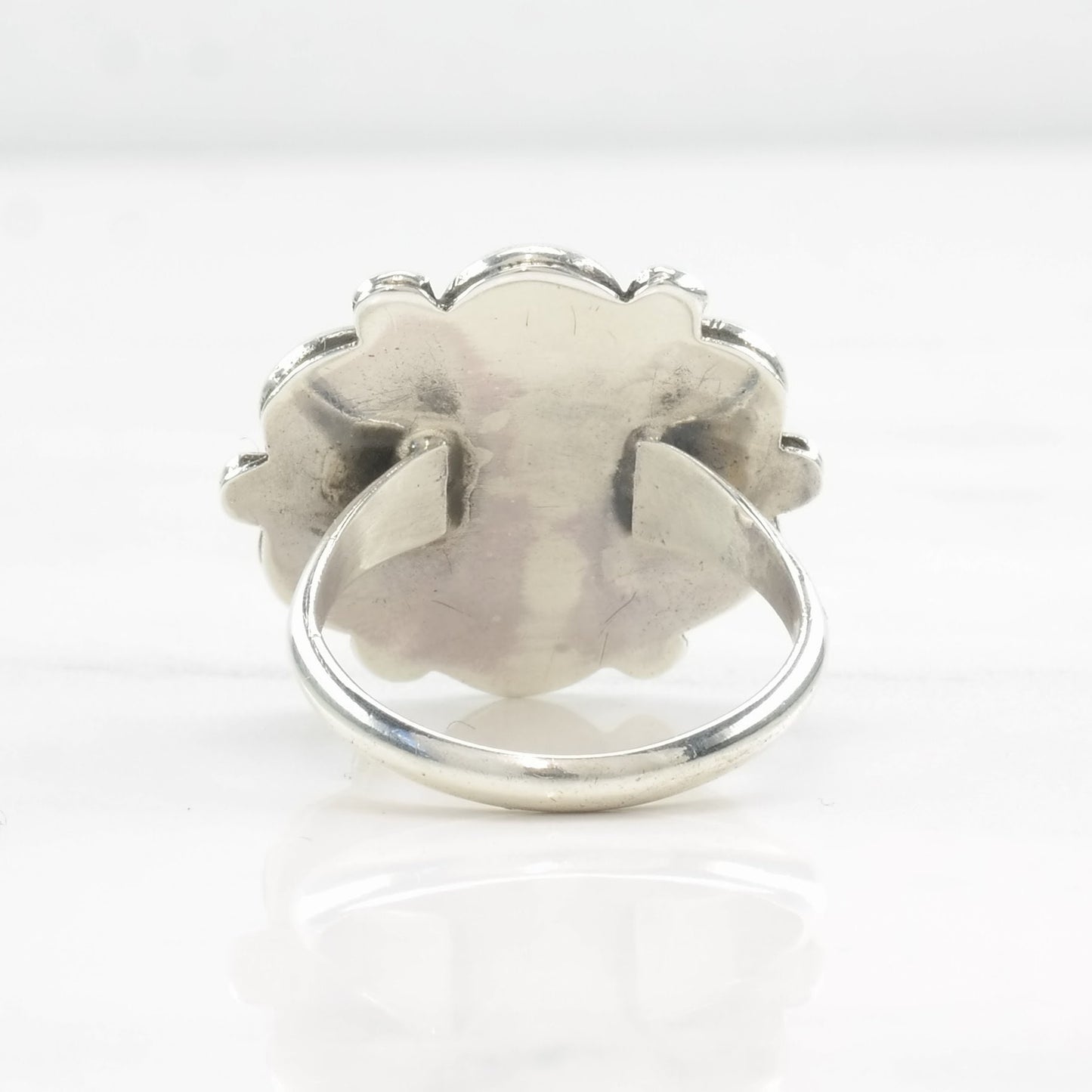 Vintage Native American Silver Ring Turquoise Snake Eye Sterling Size 6 1/4