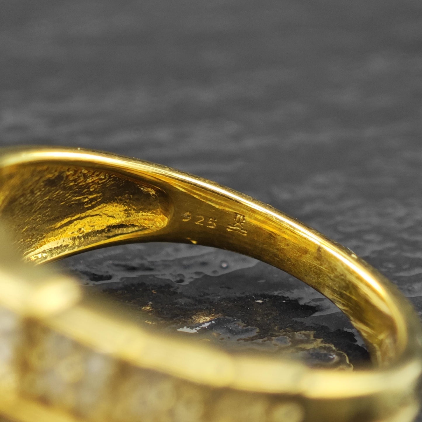 Diamond Gold Plated Ring Sterling Silver Sz 7