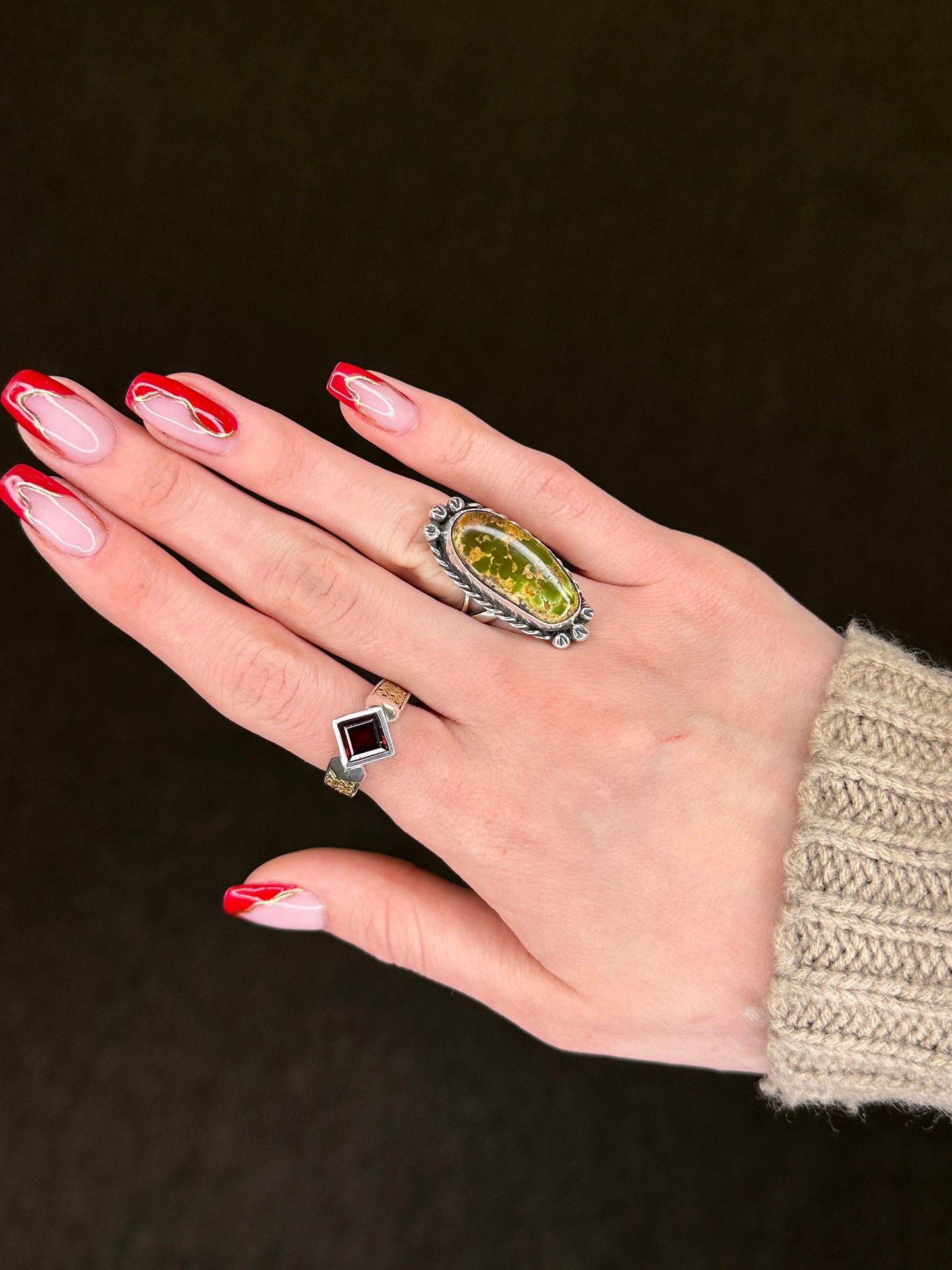 Vintage Native American Silver Ring Turquoise Sterling Size 8