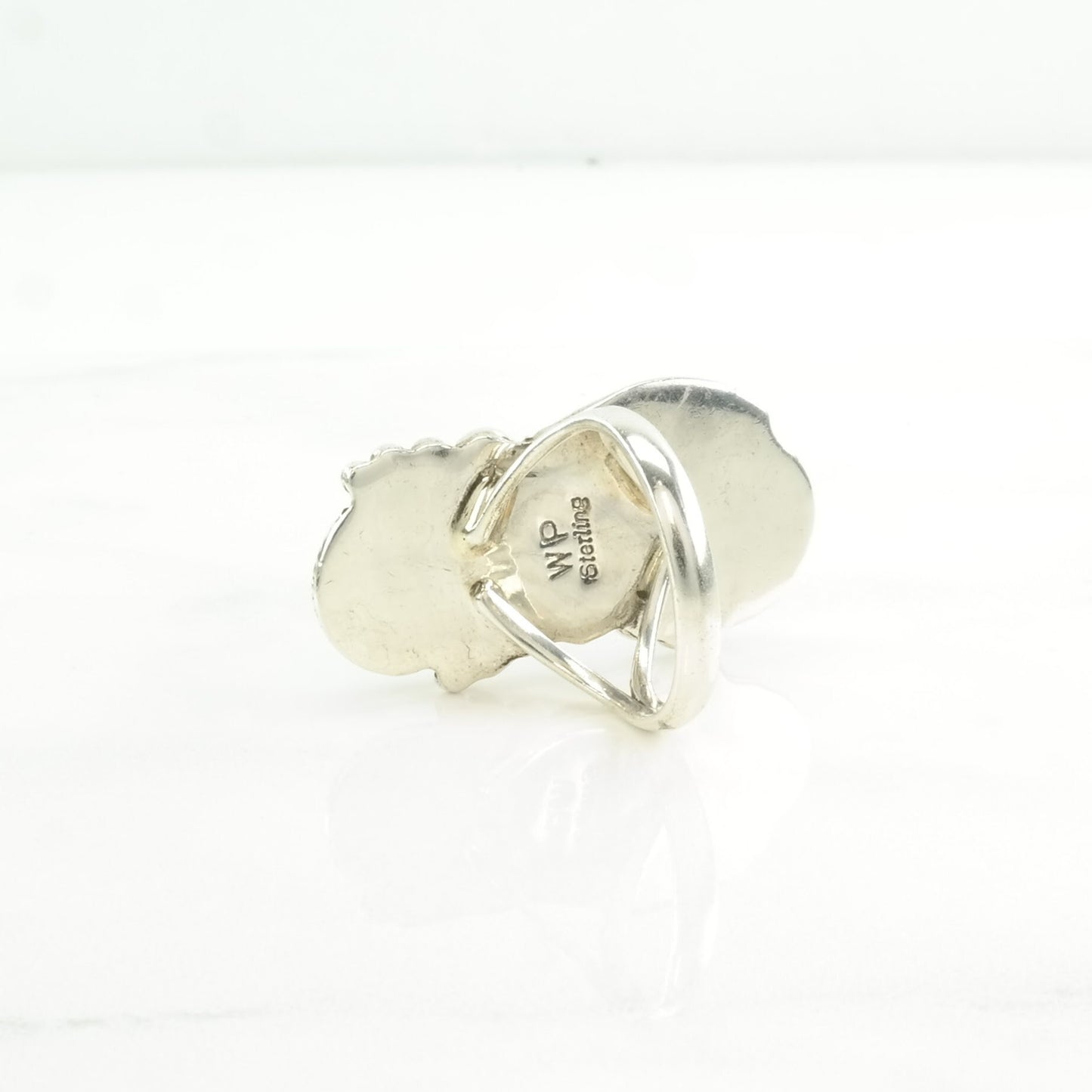 Vintage Native American Silver Ring Turquoise Leaf Sterling Blue Size 6 3/4