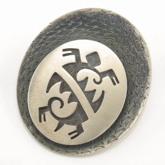 Vintage Hopi Overlay Turtle Sterling Silver Pendant