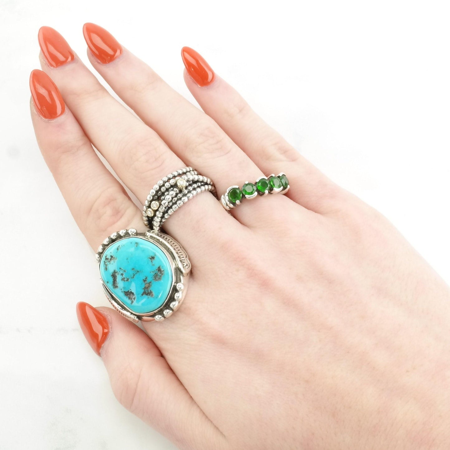 Native American Silver Ring Sleeping Beauty, Turquoise Large Sterling Blue Size 10 3/4