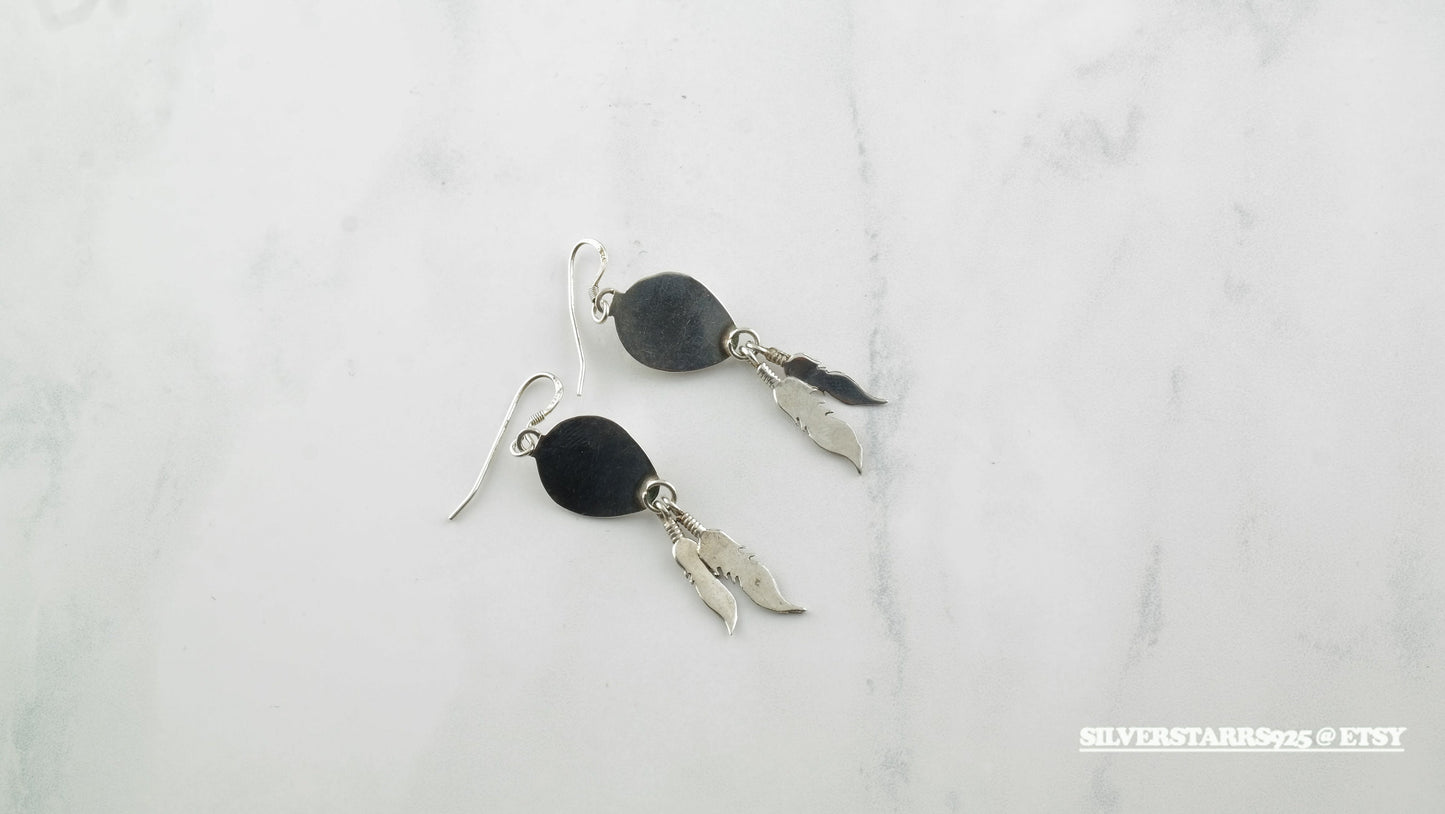 Sterling Silver Blue, Green Turquoise Bear paw Earrings