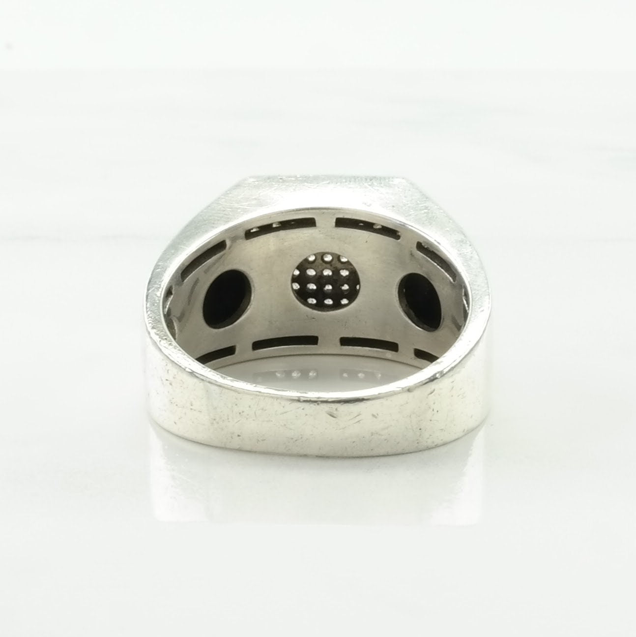 Vintage Sterling Silver Ring CZ Pave, Wide Band Size 10