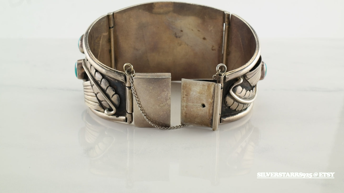 Native American Turquoise Cuff Sterling Silver Bracelet